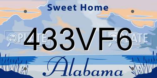 433VF6 Alabama License Plate