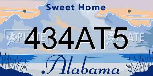 434AT5 Alabama License Plate