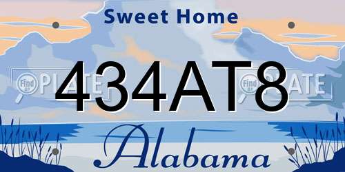 434AT8 Alabama License Plate