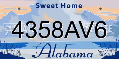 4358AV6 Alabama License Plate