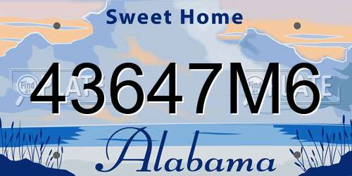 43647M6 Alabama License Plate