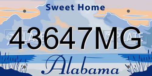 43647MG Alabama License Plate