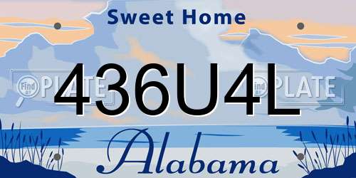 436U4L Alabama License Plate
