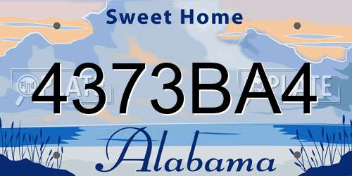 4373BA4 Alabama License Plate