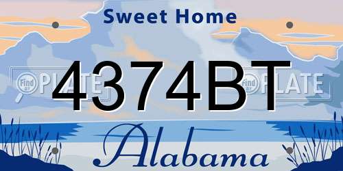 4374BT Alabama License Plate