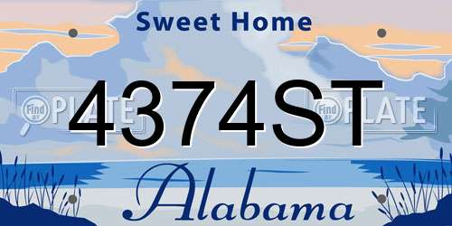 4374ST Alabama License Plate