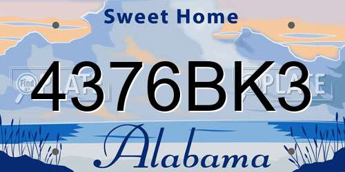 4376BK3 Alabama License Plate