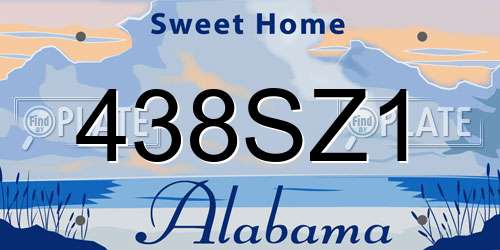 438SZ1 Alabama License Plate