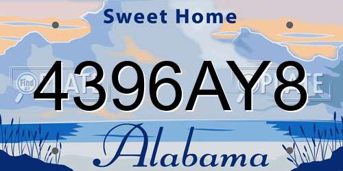 4396AY8 Alabama License Plate