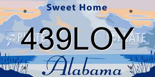439LOY Alabama License Plate