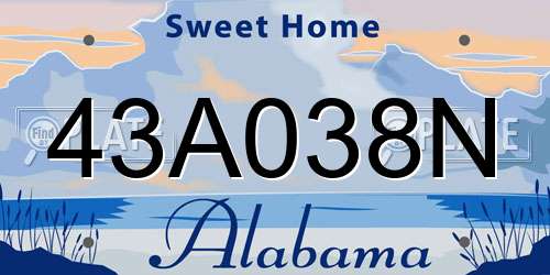 43A038N Alabama License Plate