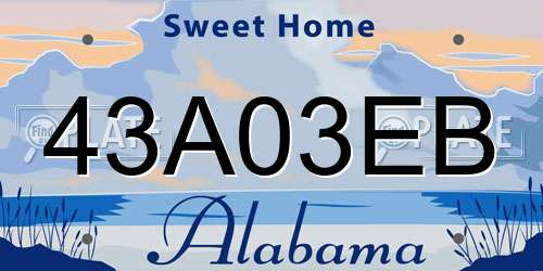 43A03EB Alabama License Plate