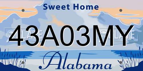 43A03MY Alabama License Plate