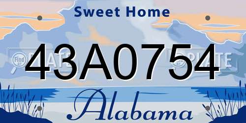 43A0754 Alabama License Plate