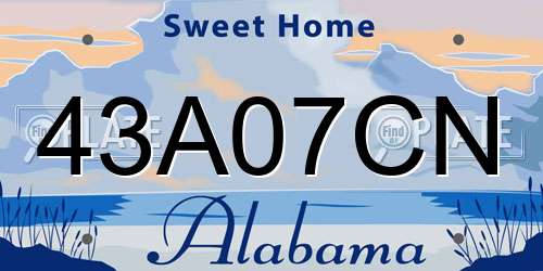43A07CN Alabama License Plate