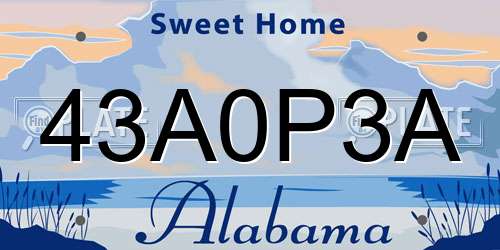 43A0P3A Alabama License Plate