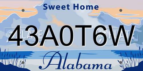 43A0T6W Alabama License Plate