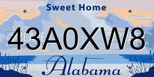 43A0XW8 Alabama License Plate