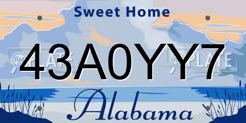 43A0YY7 Alabama License Plate