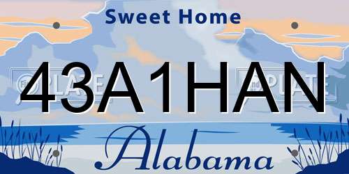 43A1HAN Alabama License Plate