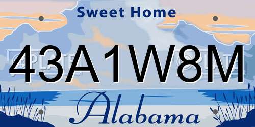 43A1W8M Alabama License Plate