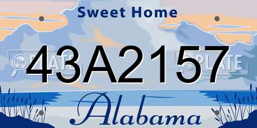 43A2157 Alabama License Plate