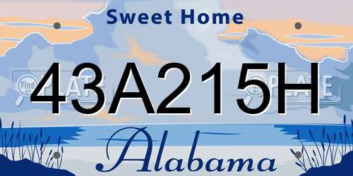 43A215H Alabama License Plate