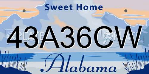 43A36CW Alabama License Plate