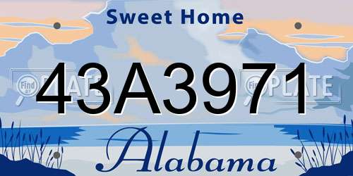 43A3971 Alabama License Plate