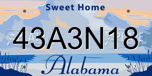 43A3N18 Alabama License Plate