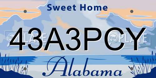 43A3PCY Alabama License Plate