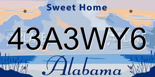 43A3WY6 Alabama License Plate