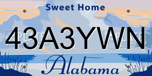 43A3YWN Alabama License Plate
