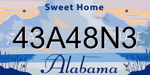 43A48N3 Alabama License Plate