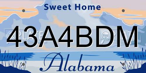 43A4BDM Alabama License Plate