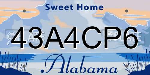 43A4CP6 Alabama License Plate