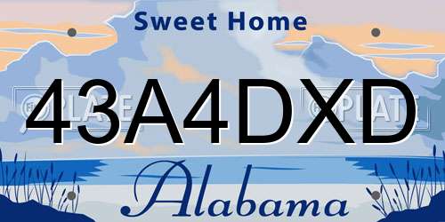 43A4DXD Alabama License Plate