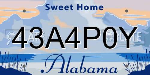 43A4P0Y Alabama License Plate