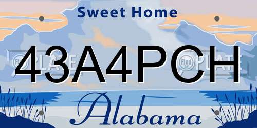 43A4PCH Alabama License Plate