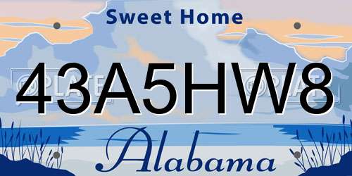 43A5HW8 Alabama License Plate