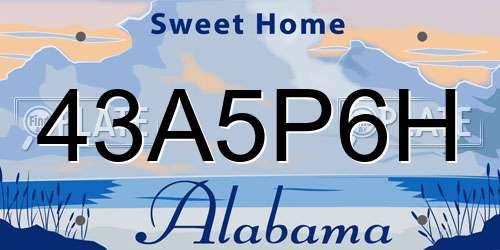 43A5P6H Alabama License Plate