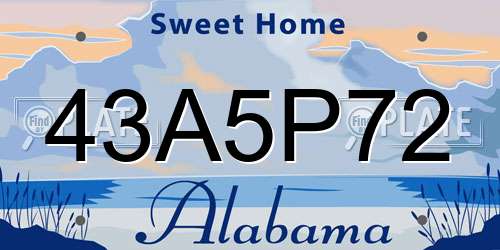 43A5P72 Alabama License Plate
