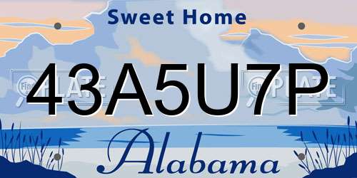 43A5U7P Alabama License Plate