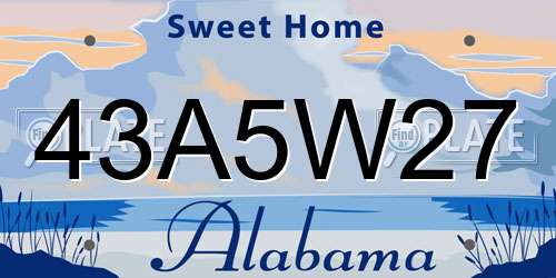 43A5W27 Alabama License Plate