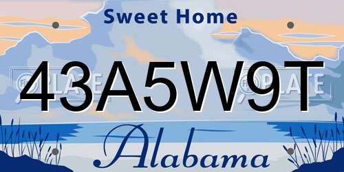43A5W9T Alabama License Plate