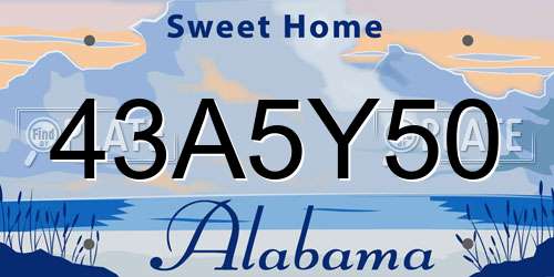 43A5Y50 Alabama License Plate