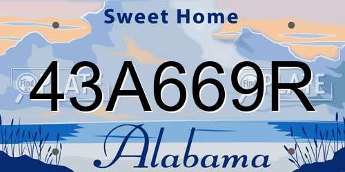 43A669R Alabama License Plate