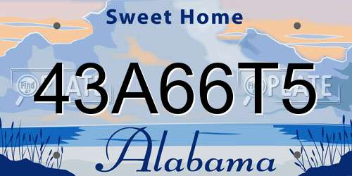 43A66T5 Alabama License Plate