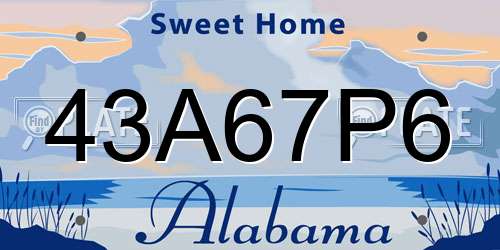 43A67P6 Alabama License Plate
