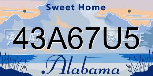 43A67U5 Alabama License Plate